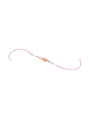 set of 2 multicolor artificial stones & pearls bhaiya bhabhi rakhi with roli chawal chandan & mishri 4
