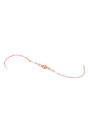 set of 2 multicolor artificial stones & pearls bhaiya bhabhi rakhi with roli chawal chandan & mishri