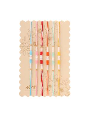 men set of 6 multicolor pearls thread rakhi with roli chawal chandan & mishri 2