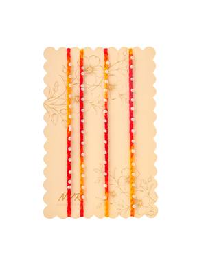 men set of 4 pearls traditional red thread rakhi with roli chawal chandan & mishri 2