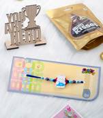 kids teddy blue artificial beads thread rakhi, combo for rakshabandhan