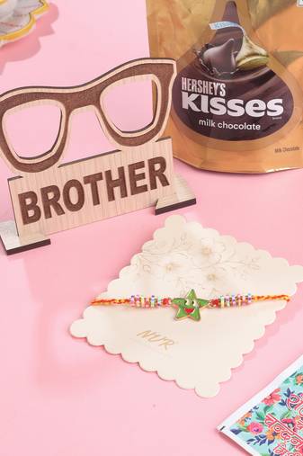 kids star shape multicolor thread rakhi, combo for rakshabandhan