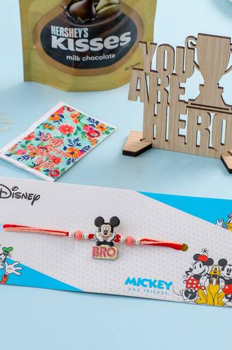 kids micky mouse character artificial beads thread rakhi combo