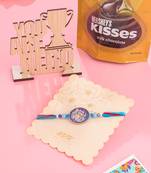 men red & blue ganesh ji thread rakhi, combo for rakshabandhan