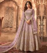 Shamita Shetty Baby pink golden multi embroidered wedding anarkali gown