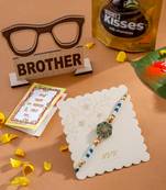 men peacock design multicolor artificial stones & pearls thread rakhi combo