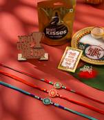 men set of 3 floral design multicolor artificial beads thread rakhi combo