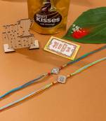 men set of 2 multicolor artificial stones thread rakhi, combo for rakshabandhan