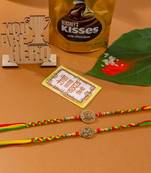 men set of 2 multicolor floral design artificial stones thread rakhi combo