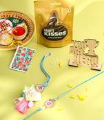 set of 2 multicolor artificial stones & beads floral design bhaiya bhabhi rakhi combo