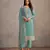 Sky Blue Organza Pakistani Salwar Suit with Silver Zari Work