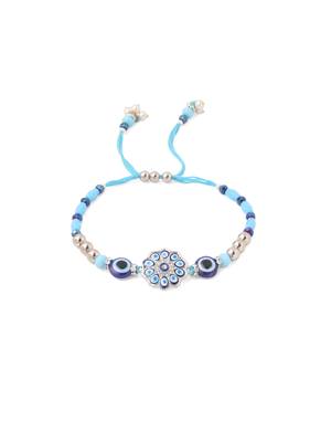 set of 2 blue evil eye floral design bhaiya bhabhi rakhi combo 4