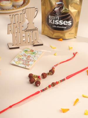 set of 2 multicolor rudraksh & beads bhaiya bhabhi rakhi combo 1