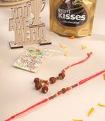 set of 2 multicolor rudraksh & beads bhaiya bhabhi rakhi combo