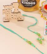 set of 2 green artificial beads bhaiya bhabhi rakhi, combo for rakshabandhan