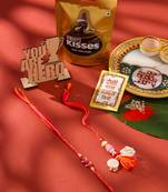 set of 2 multicolor artificial stones & beads bhaiya bhabhi rakhi combo