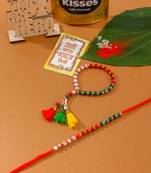 multicolor artificial beads set of 2 bhaiya bhabhi rakhi combo