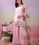 Pink art silk sequins kurta wih pant & duppata