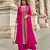 Pink embroidered jacquard free sizestitched palazzo anarkali.(size Free size full stitched Up To 42")