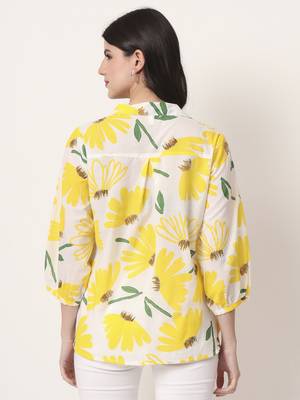 yellow cotton shirt collar shrit style top 3