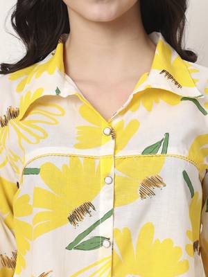 yellow cotton shirt collar shrit style top 4