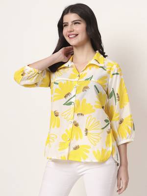 yellow cotton shirt collar shrit style top 5