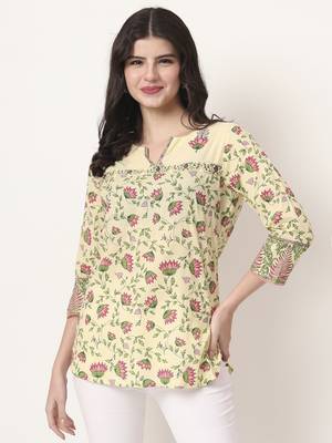 yellow pure cotton peplum top 1