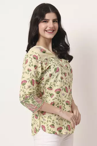 yellow pure cotton peplum top