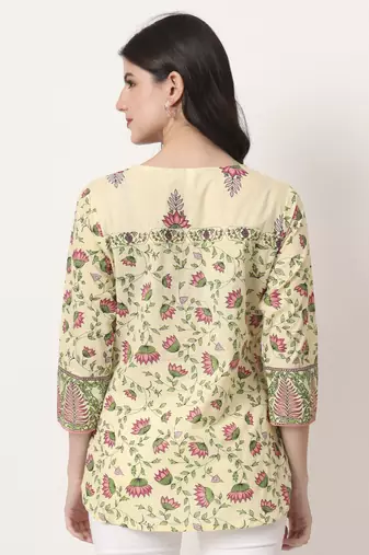 yellow pure cotton peplum top