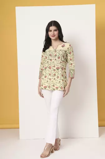 yellow pure cotton peplum top