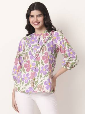 multi cotton shirt collar shrit style top 1