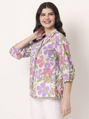 multi cotton shirt collar shrit style top 2