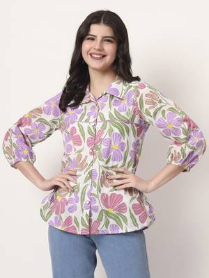 multi cotton mandarin collar shrit style top 1