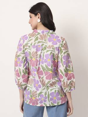 multi cotton mandarin collar shrit style top 3