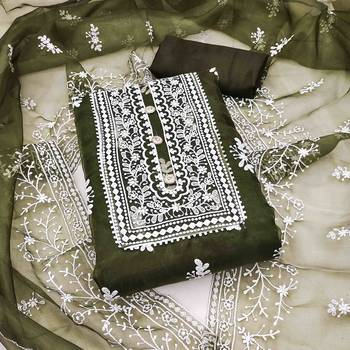 mehndi organza embroidered unstitched dress material 1