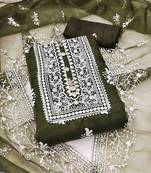 mehndi organza embroidered unstitched dress material