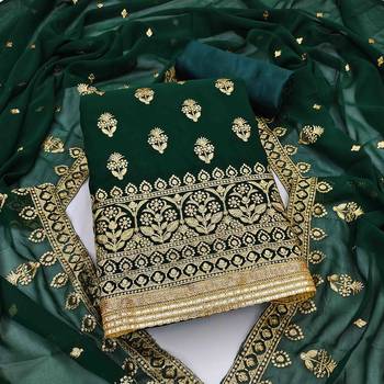 dark green georgette embroidered unstitched dress material 1