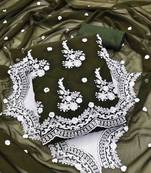 Women's mehndi georgette embroidered unstitched dress material