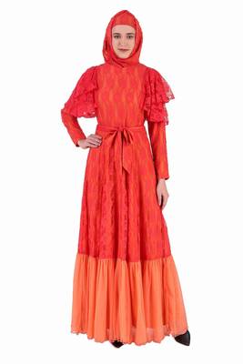 Fancy Multi Layer Semi Circular Floral Abaya 1