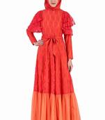 Fancy Multi Layer Semi Circular Floral Abaya