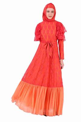 Fancy Multi Layer Semi Circular Floral Abaya 2