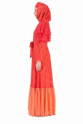 Fancy Multi Layer Semi Circular Floral Abaya 4