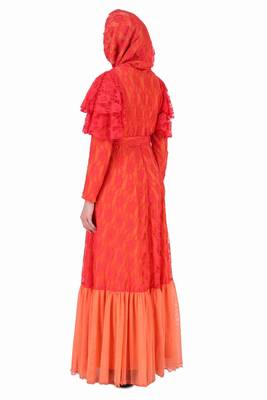 Fancy Multi Layer Semi Circular Floral Abaya 5