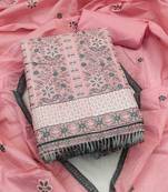 pink cotton embroidered unstitched dress material