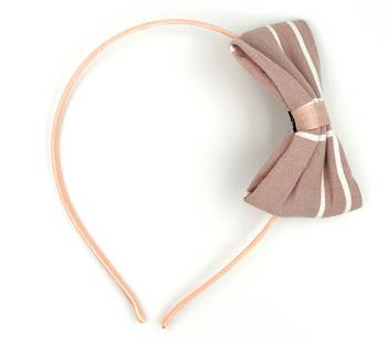 Viaana bow checks hair band peach color 1