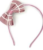 Viaana bow checks hair band pink color