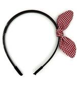 Viaana small checks ear knot hair band red color