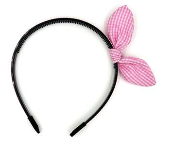 Viaana small checks ear knot hair band pink color 1