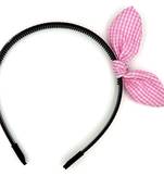 Viaana small checks ear knot hair band pink color