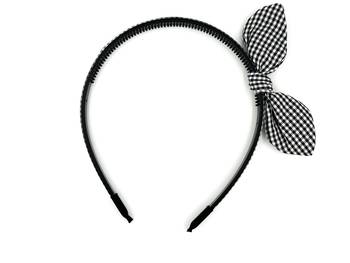 Viaana small checks ear knot hair band black color 1